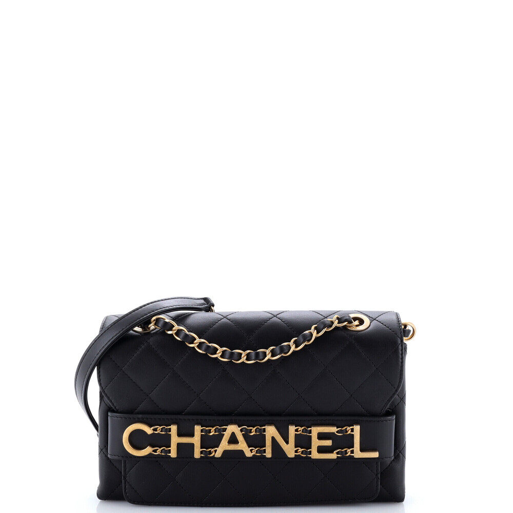Chanel Medium Logo Enchained Flap Bag Quilted Calfskin